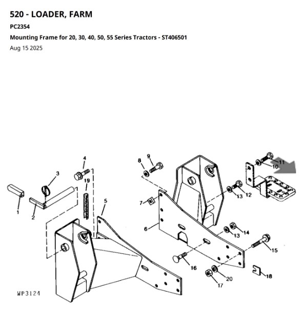 John Deere 520 Farm Loader Mounting Frame Parts For Sale